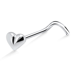 Mini Heart Silver Curved Nose Stud NSKB-835